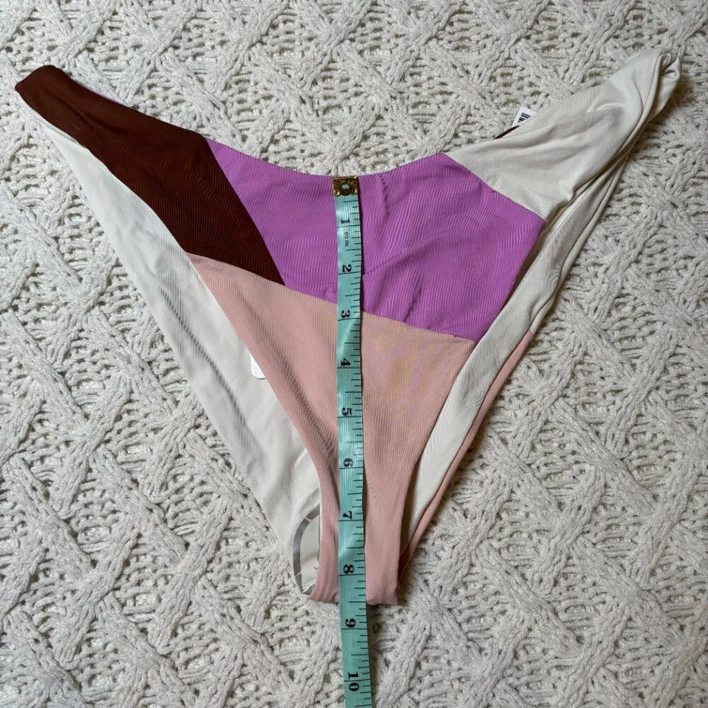 NWT L*Space Sea Glass Bikini Bottom‎ Colorblock Pink/Brown/Purple Women’s XL